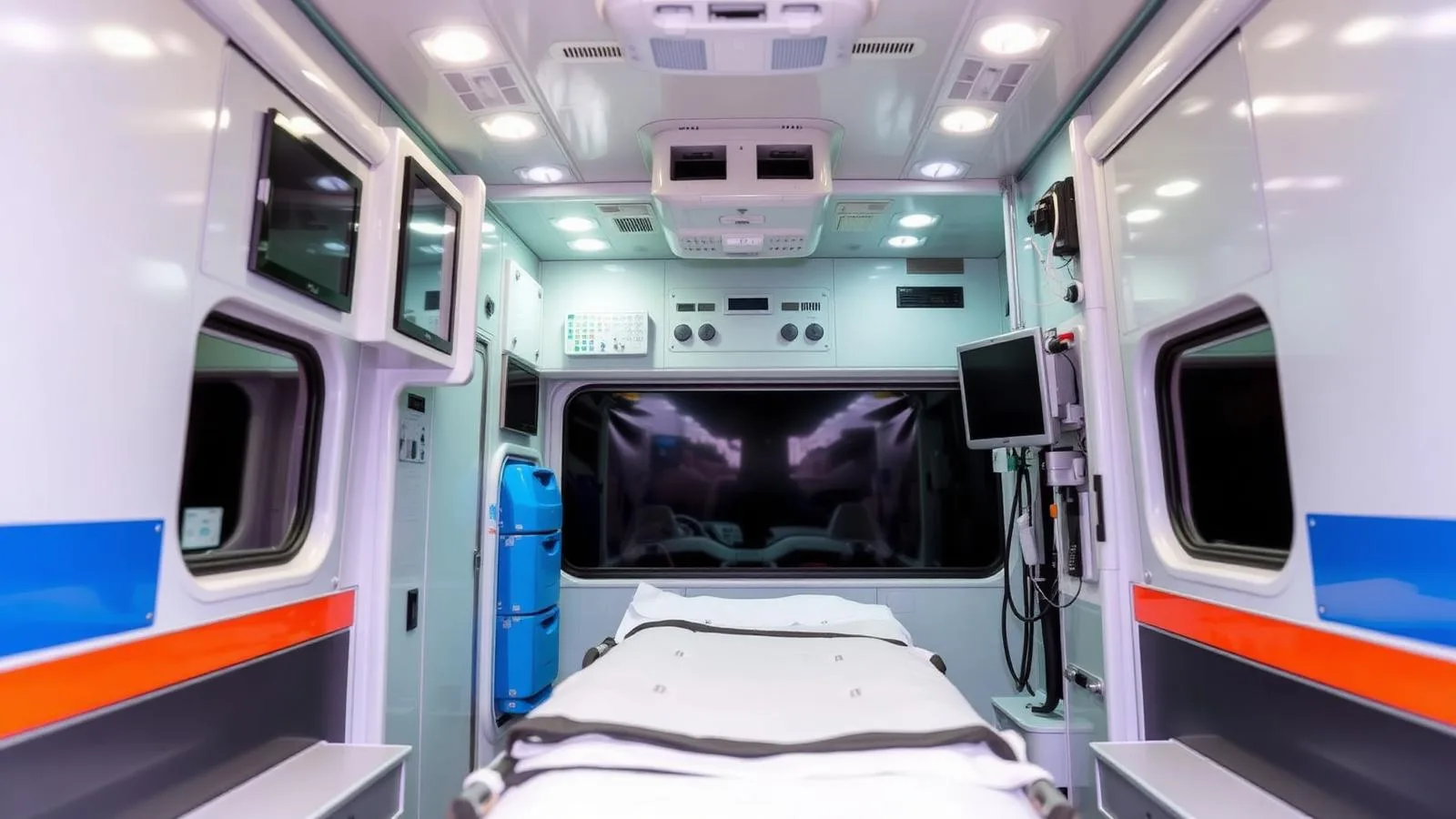 Vitamin Ambulans araç içi donanım - monitör, oksijen ve sedye sistemi