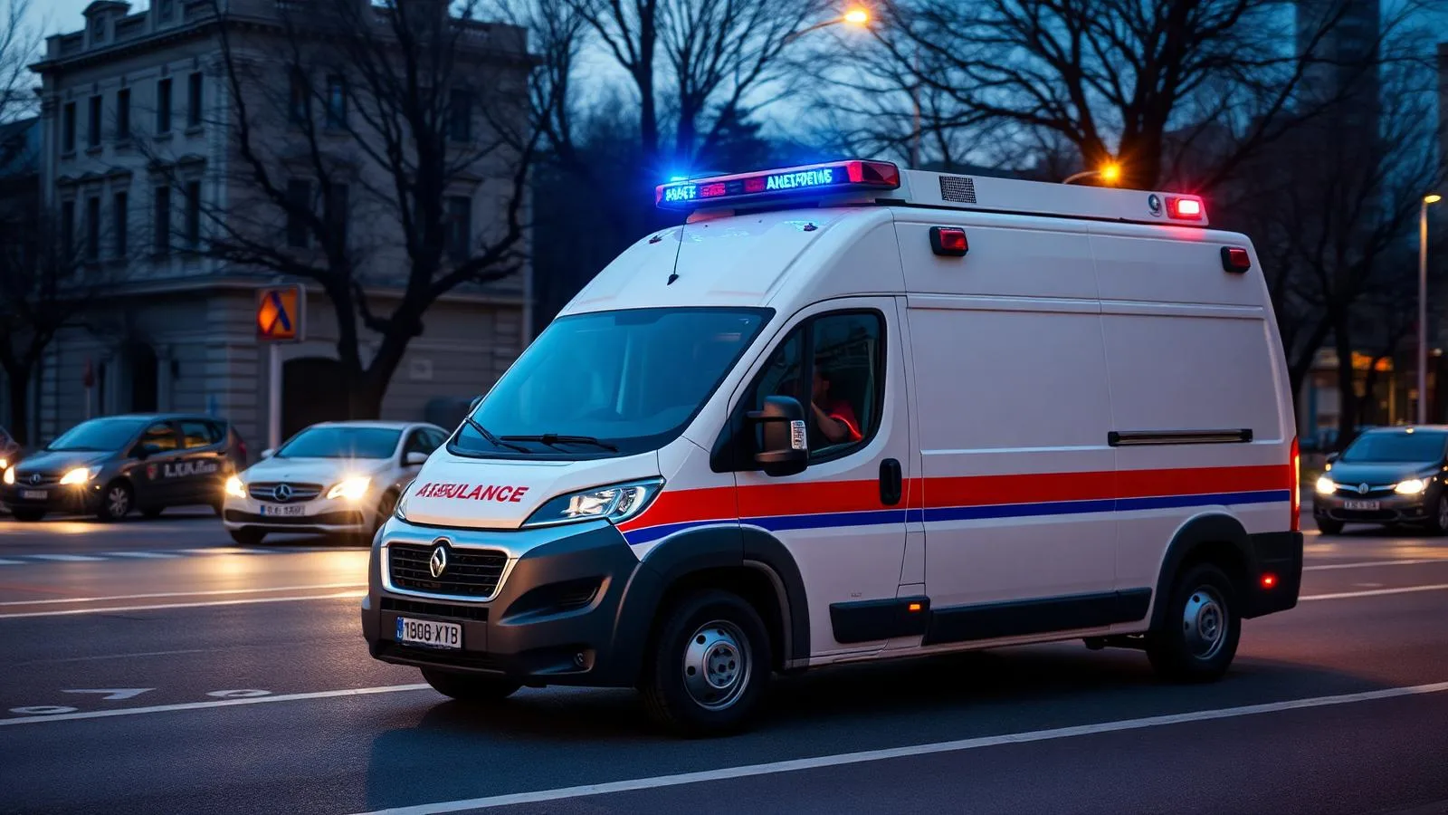 Özel ambulans İstanbul - tepe lambaları yanan modern özel ambulans aracı